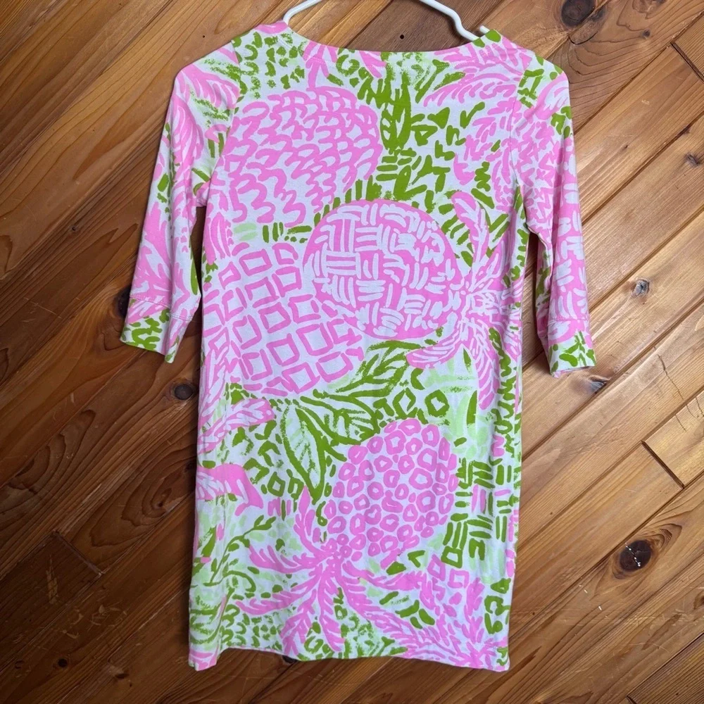 Lilly Pulitzer Pink and Green Floral Dress Size Large